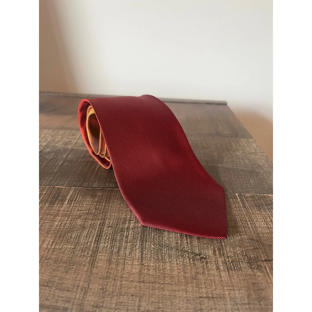 VTG Gucci Mens Silk Tie Burgundy Red Ombre Gradient Ribbed GG Monogram Italy